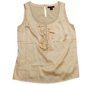 St John Champagne Cream Satin / Silk Sleeveless Tank Blouse Women's Size Small